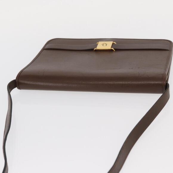 Christian Dior Shoulder Bag Leather Brown Gold Auth bs31813